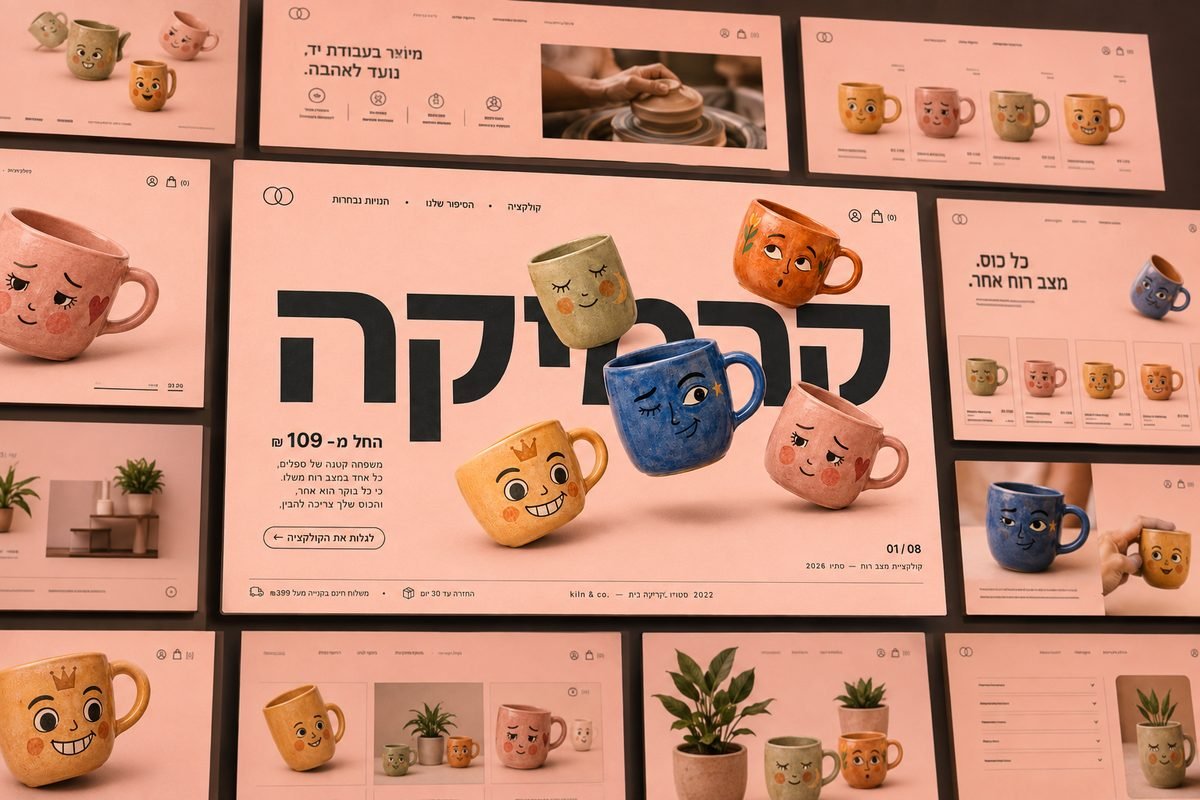 עיצוב אתר לחנות קרמיקה, תצוגת מחשב