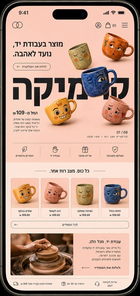 עיצוב אתר חנות קרמיקה, תצוגת טלפון