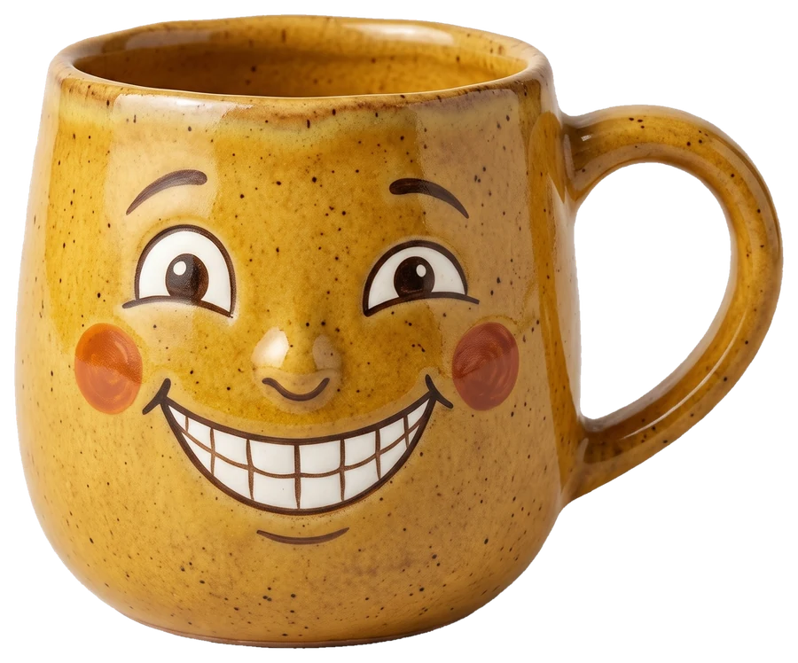 ספל חרדל עם חיוך רחב