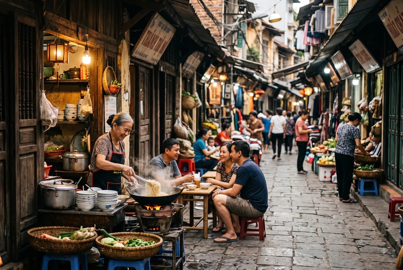 Street food market in Asia