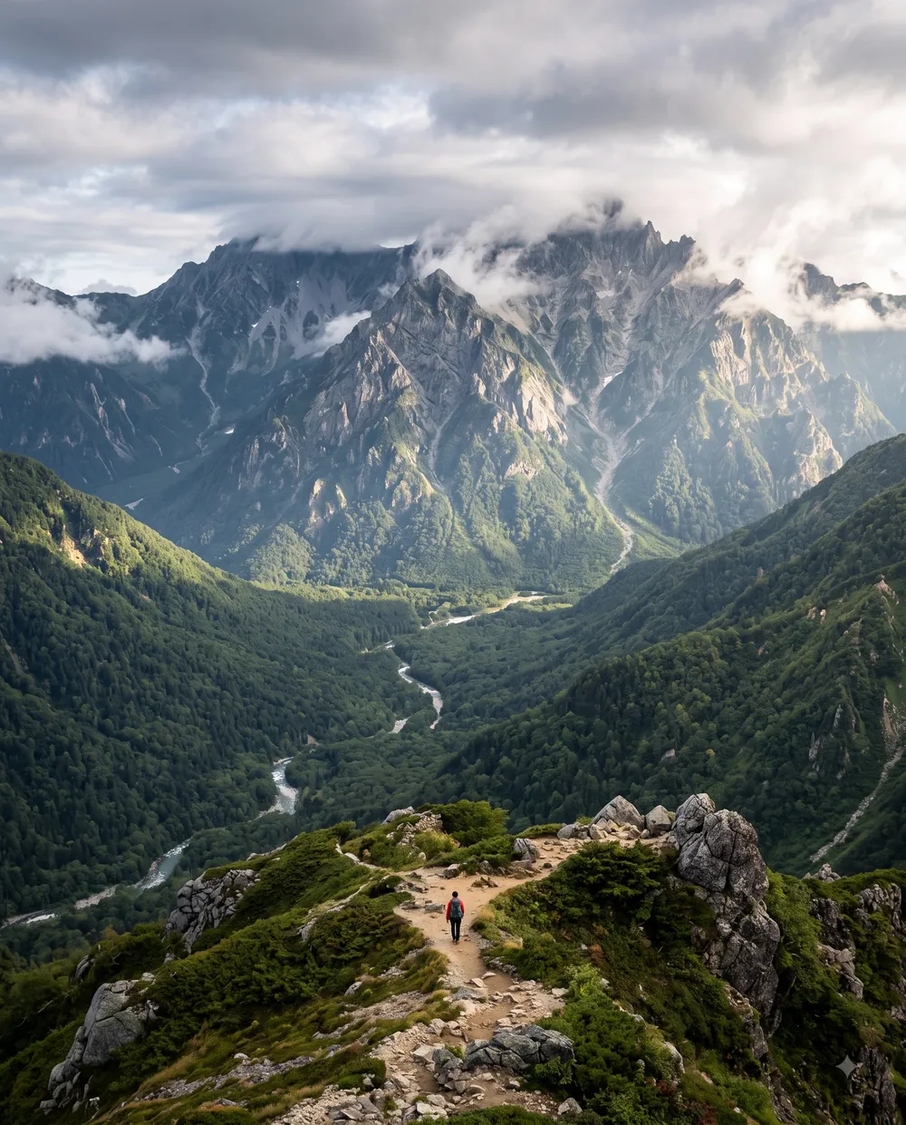 Ridge trail in the Japanese Alps