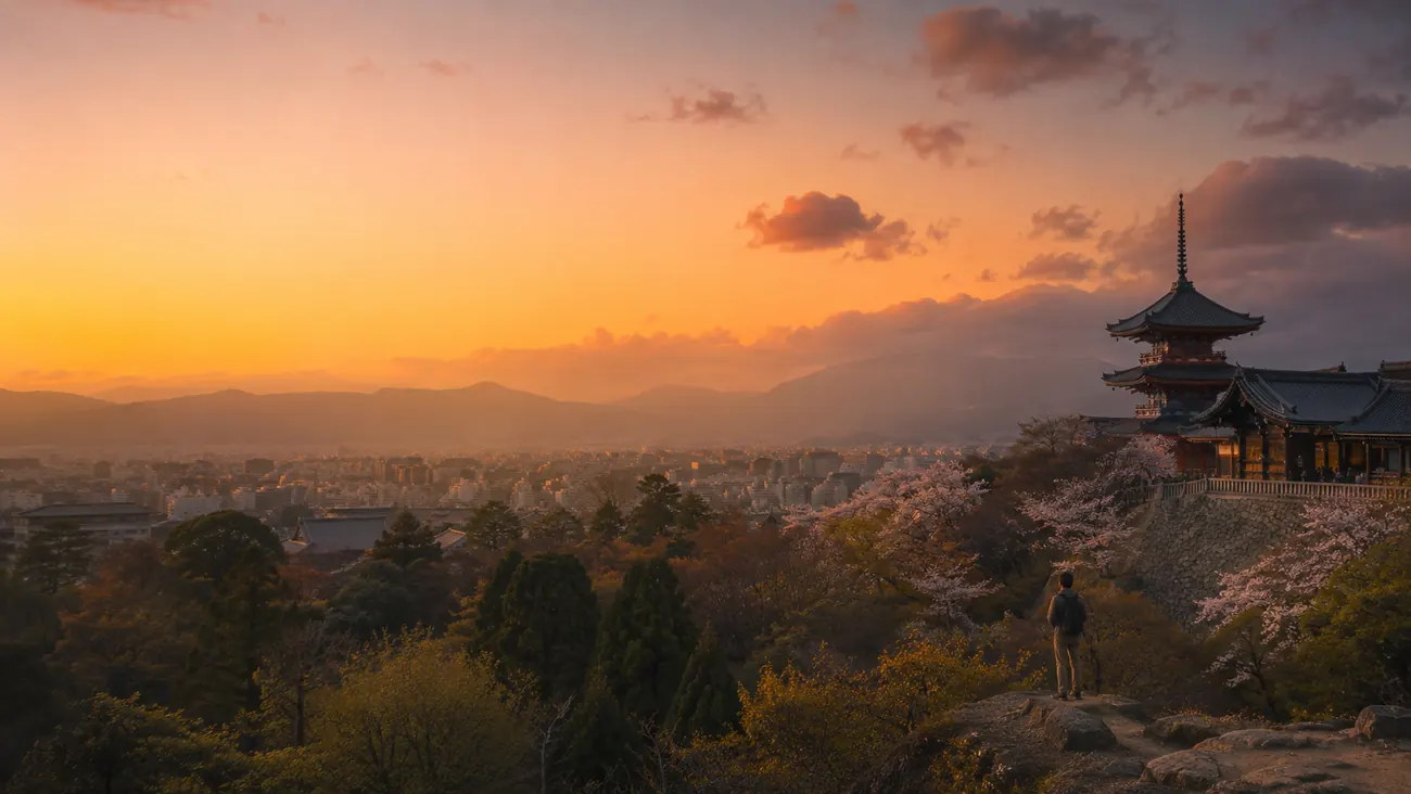 Kyoto pagoda at sunset