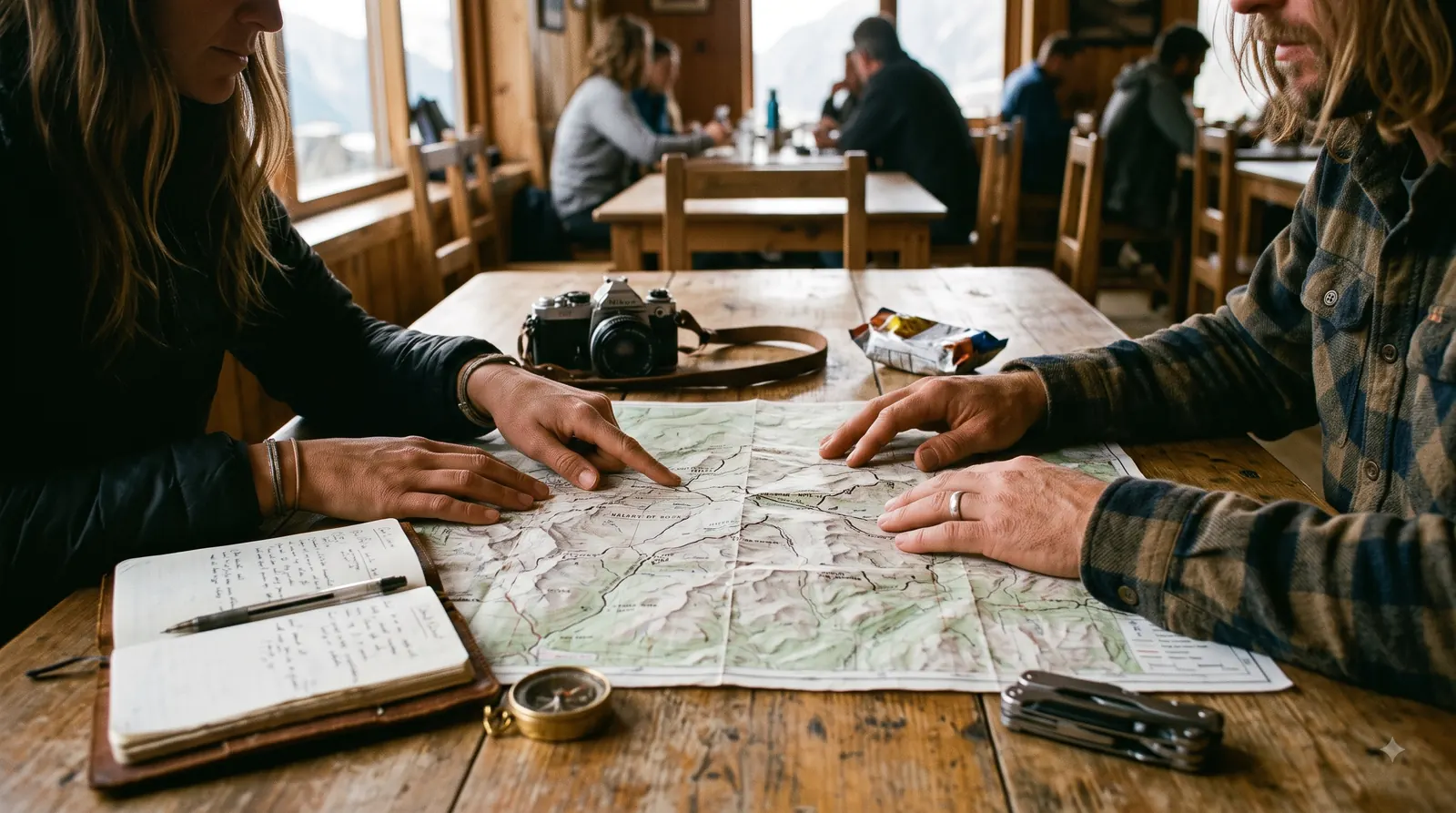 Planning a route over a paper map