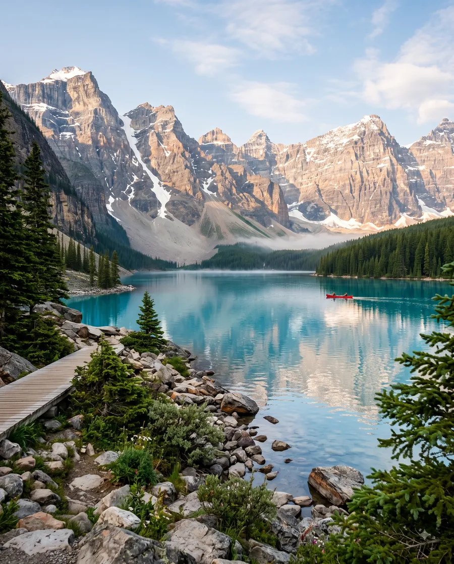 Turquoise glacial lake in the Canadian Rockies