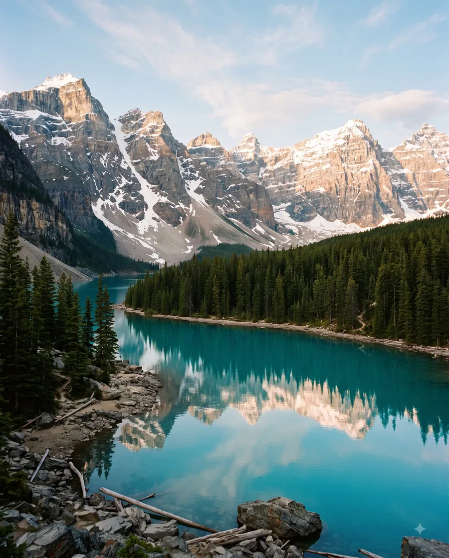Mirror-still mountain lake