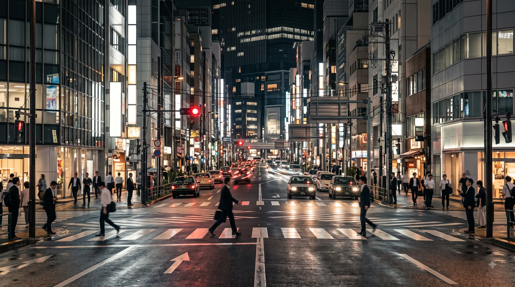 Tokyo street crossing at night