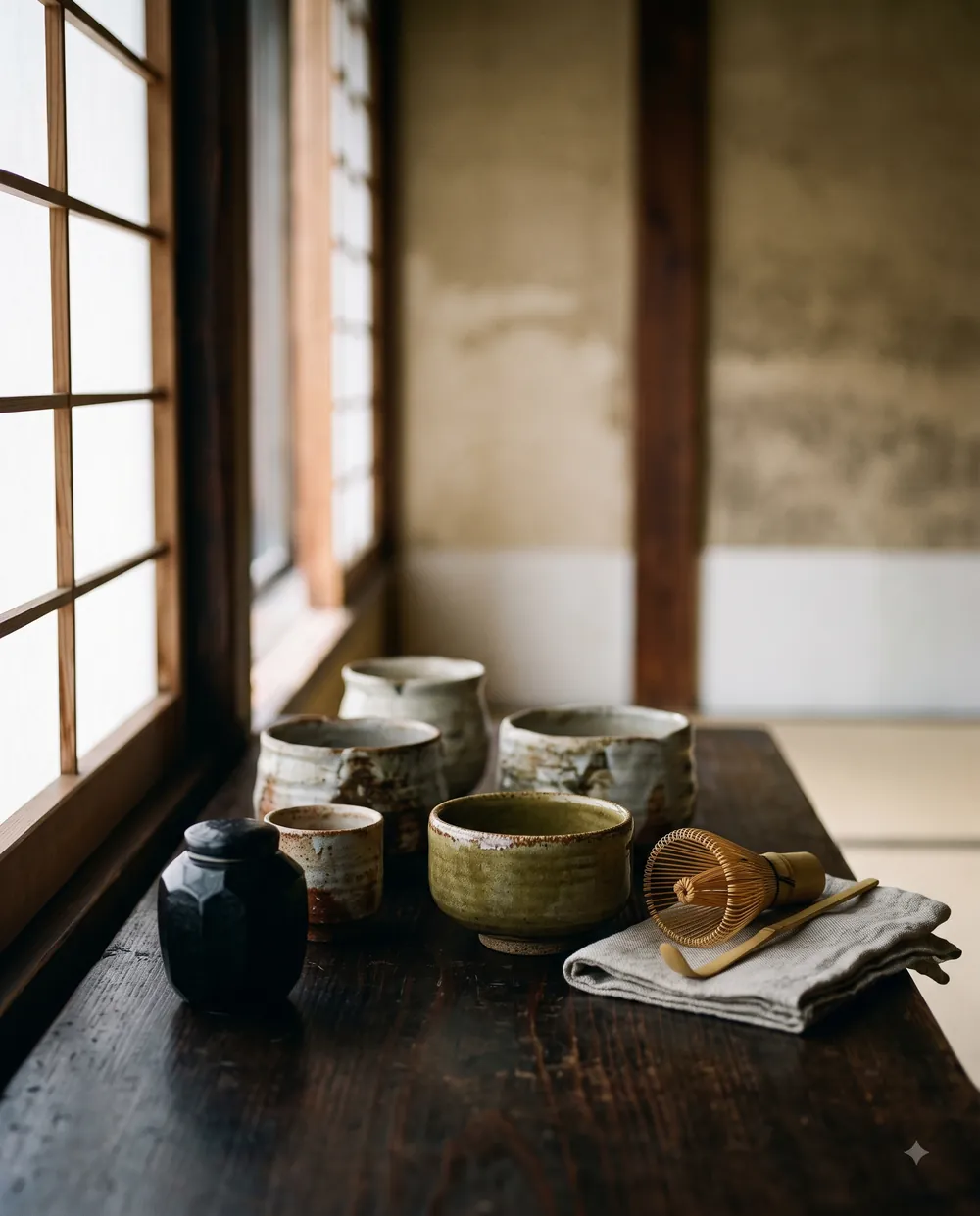 Matcha bowl and tea utensils